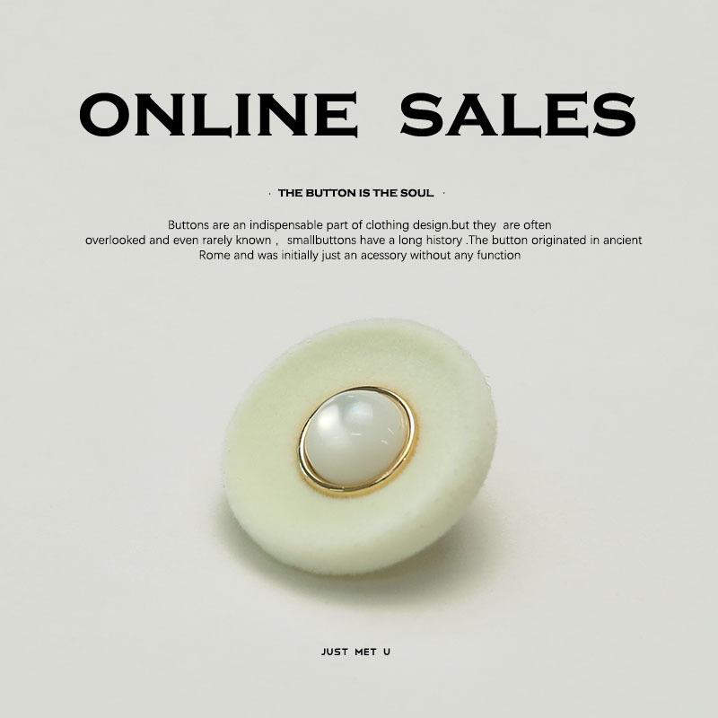 Flocking Pearlescent Button Double-Sided Nylon Coat Fur New Chinese Style Buttons Women'S Jacket Sweater Decorative Accessories