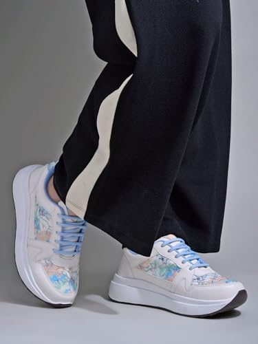 Shoetopia Women S Wedge Heel Sneakers Blue 4 UK синий