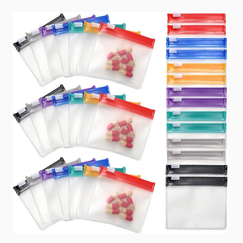 20Pcs Eva Pill Pouch Bags Reusable Zippered Pill Pouch Set Medicine Organizer Self Sealing Translucent Medicine Bags Trave