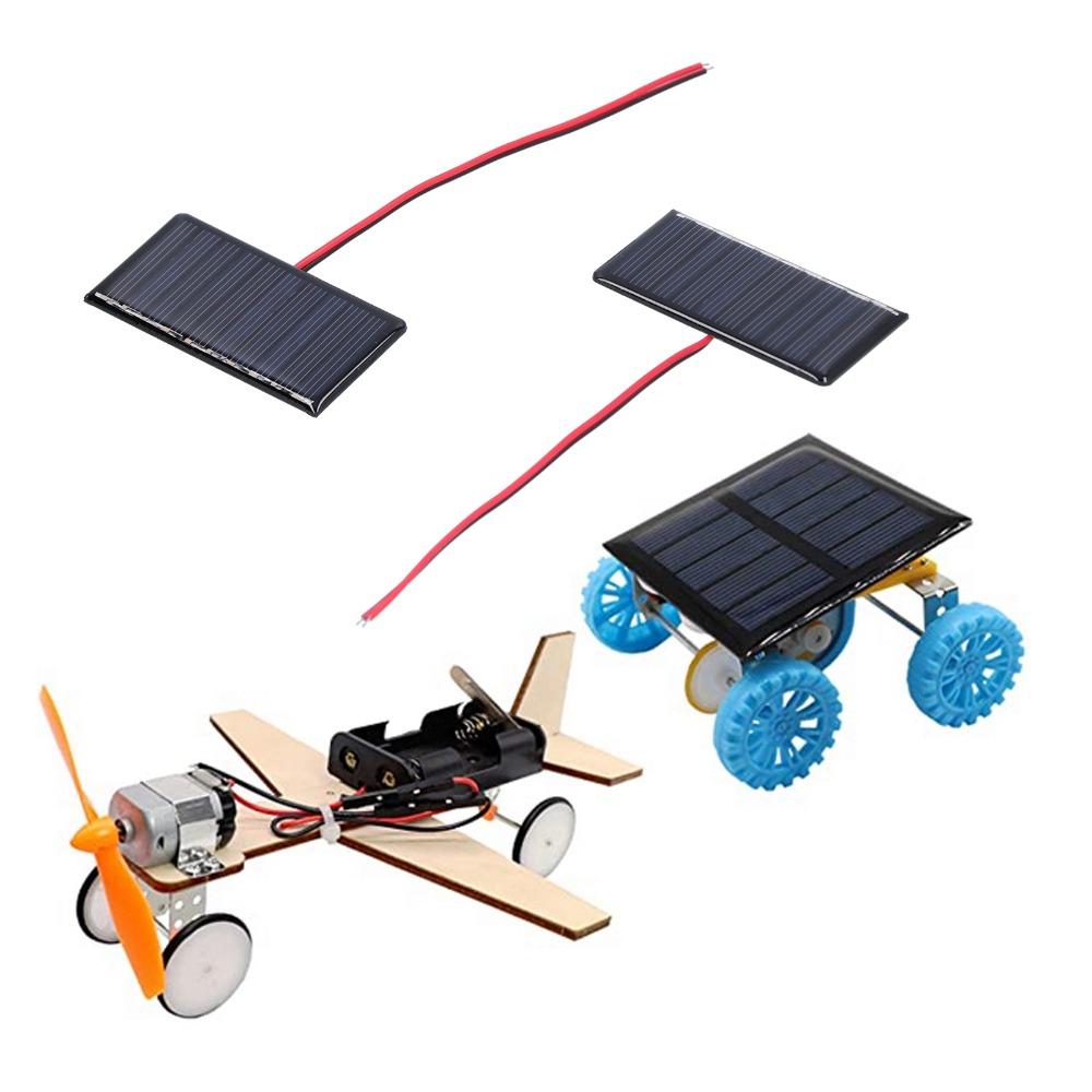 2 Pcs with Wires Solar Panel Module 0.3W 5V 60MA Solar Panels Cells  Low Power Electrical Appliances