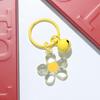 Fresh Five-Petal Flower Resin Keychain with Heart Bead - Girlish Flower Bag Charm