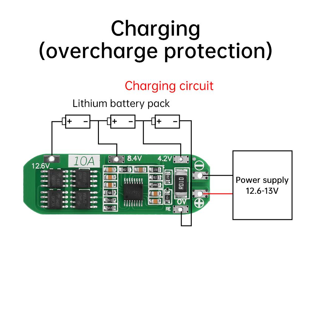 3S 10A 12.6V 18650 Li-ion Battery Protection Board Charging and Discharging Protection Board Same Port Without Equalization