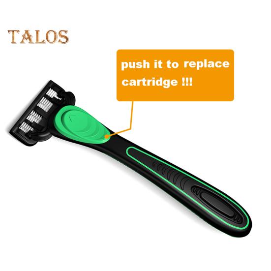 Manual Razor with 5 Blade Refills 7 Layers Stainless Steel Blade Rubber Handle Men Women Hair Beard Trimmer Remover Shaver Tool
