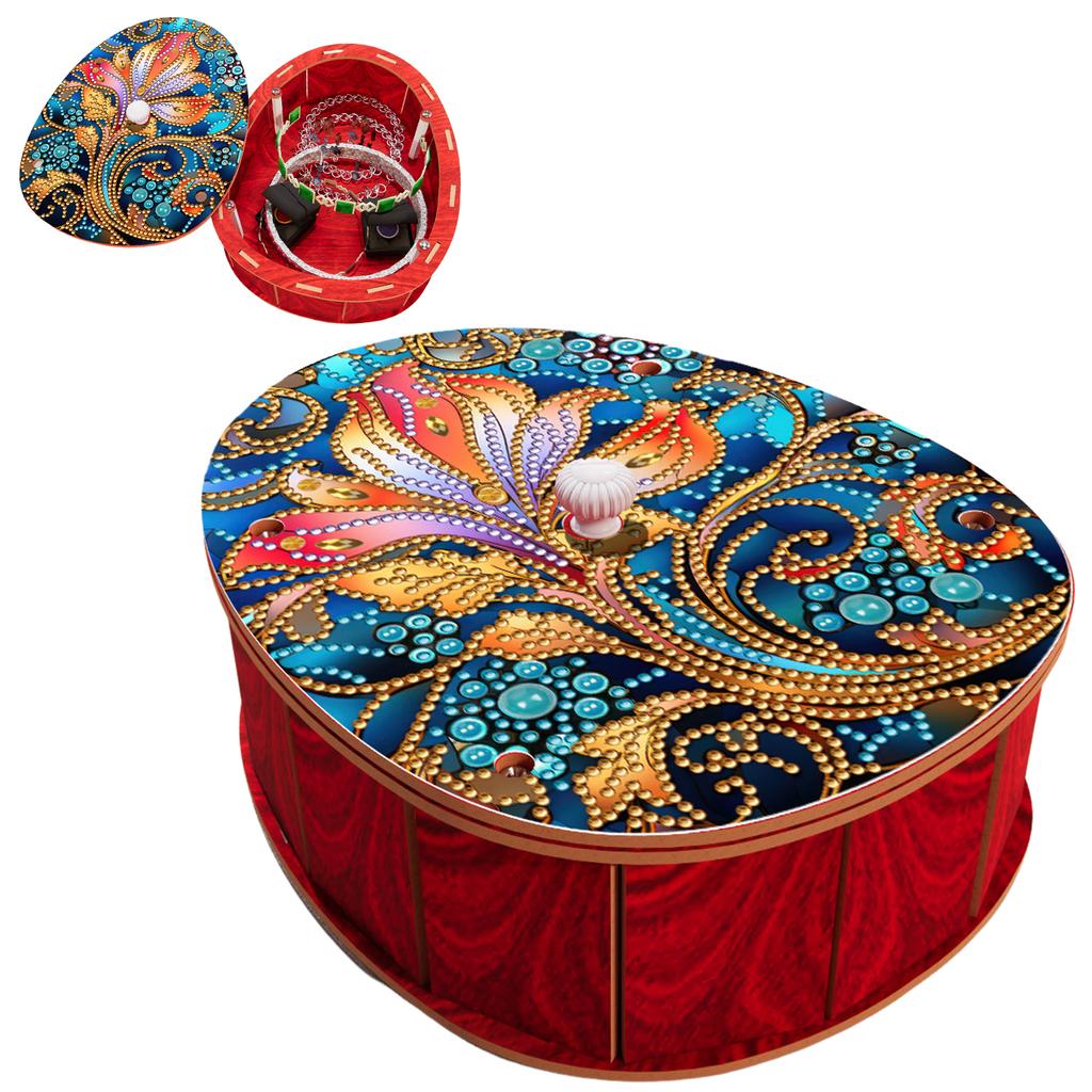 5D DIY Diamond Art Rhinestones Decorative Holder Box with Lid Diamond Painting Jewelry Box Egg-Shaped Birthday Gifts for Friends