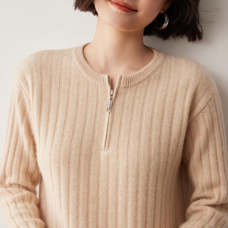 Women's Autumn/Winter 2024 Loose Cashmere Half-Zip Sweater