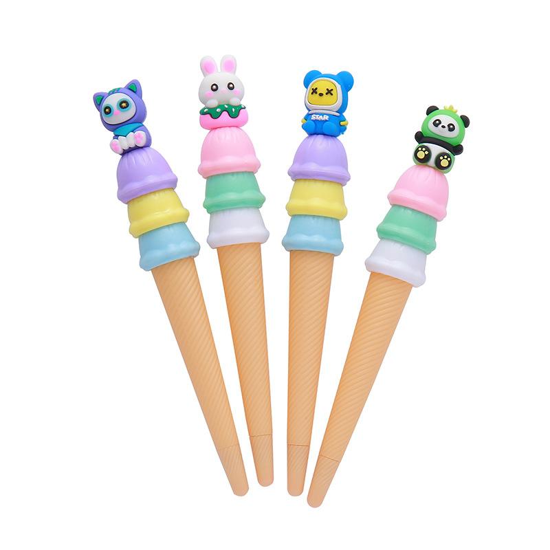 Back To School Season 10pcs 0.5mm Cute Pet Ice Cream Styling Neutral Pen Cute Stationery Cone Pen Writing Tools Prize Gift Signing Pen