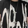 Punk Rock Sliver Color Bat Hollowed-out Pattern Cross Pendant Black Bead Chain Necklace for Women Men Hallowmas Y2K Jewelry Gift