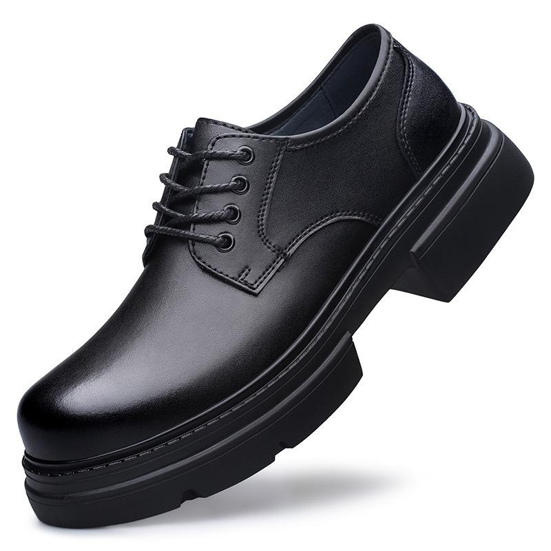 Men's Shoes Spring British Style Casual Leather Shoes Men's Business Dress Big Head Work Shoes Platform Derby Shoes Men