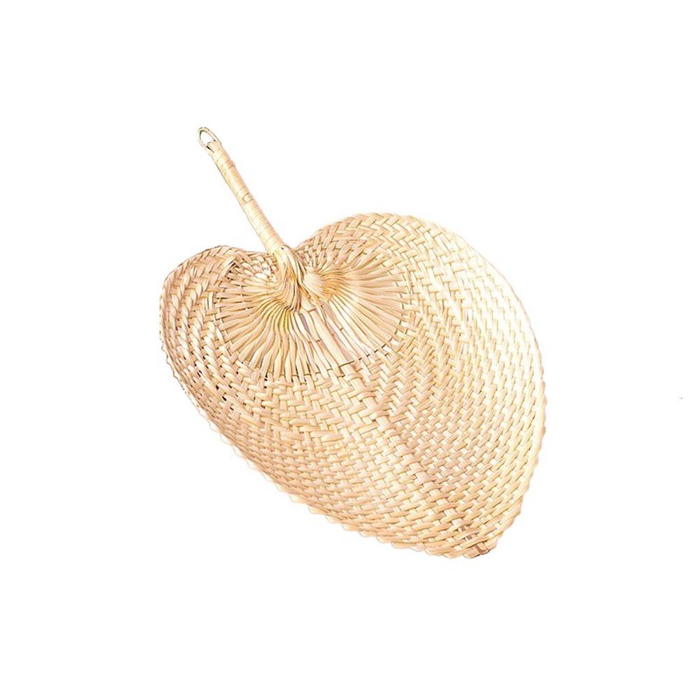Bamboo Palm Leaf Fan Handmade Heart Shaped Fan Photography Props Hand-woven Fan  Outdoor Activities