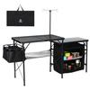Camping Kitchen Table Portable Folding Camp Cook Station with Light Poles Storage Organizer Side Bag Side Hooks for Outdoor Pic