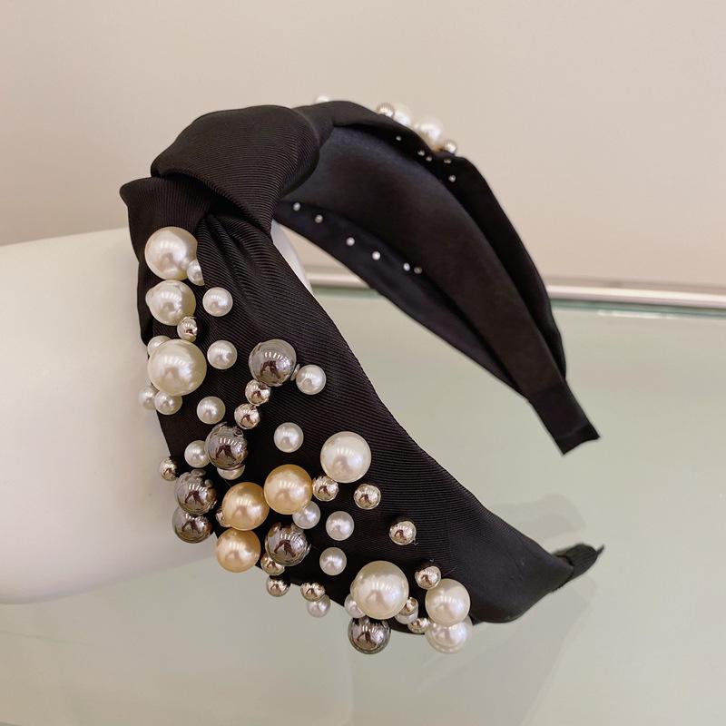 Retro Mori Girl Knot Headband with Pearls & Bow