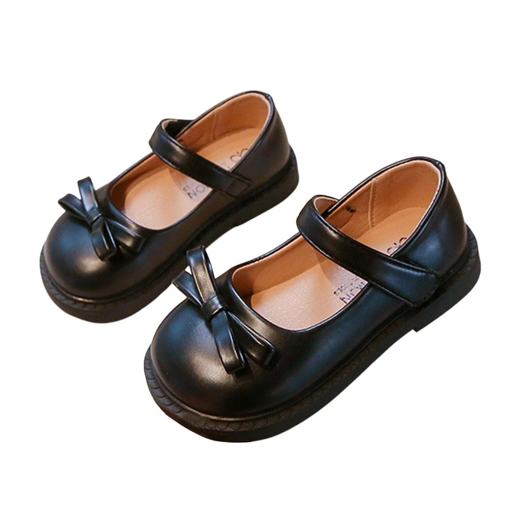 Children Leather Shoes Spring Autumn Non-Slip Girls Wedding Shoes Simple School Versatile Soft Kids Fashion Flat Shoes Hook Loop