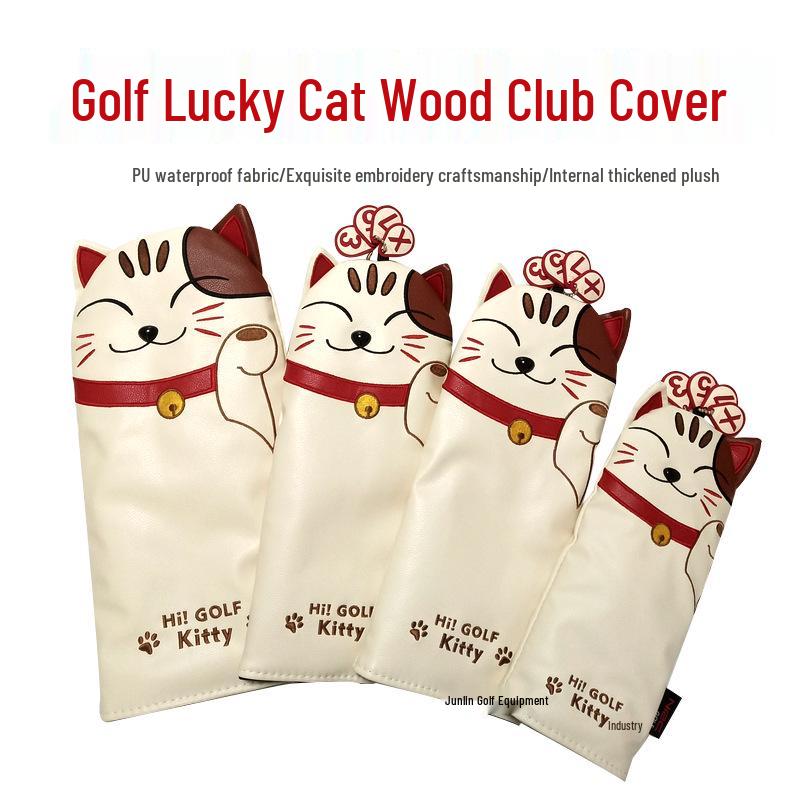 Maneki Neko Sada obalů na golfové dřevo: Vodotěsné PU kryty pro 1, 3/5 dřeva, UT hole - 3/4 kusy