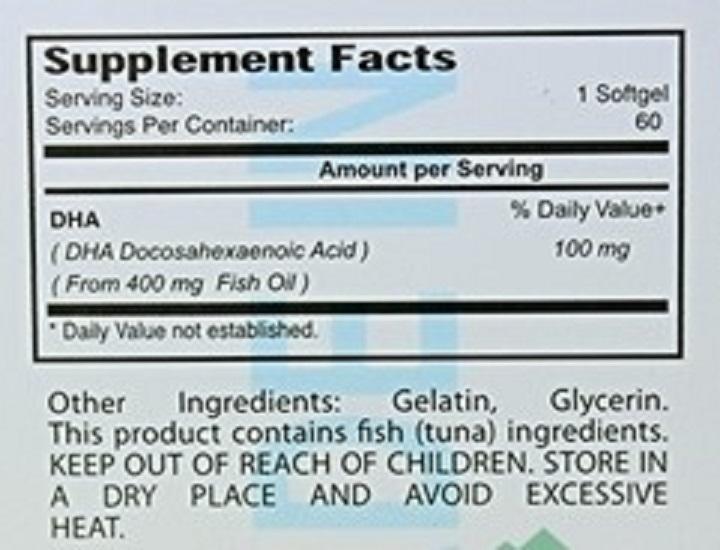 Earths Creation DHA Nuero IQ 100mg. - 60 Caps