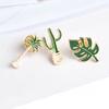 Lovely Green Potted Plant Brooch Cartoon Leaf Monstera Coconut Tree Enamel Badge Collar Cloth Accessories Lapel Pin Jewelry Gift