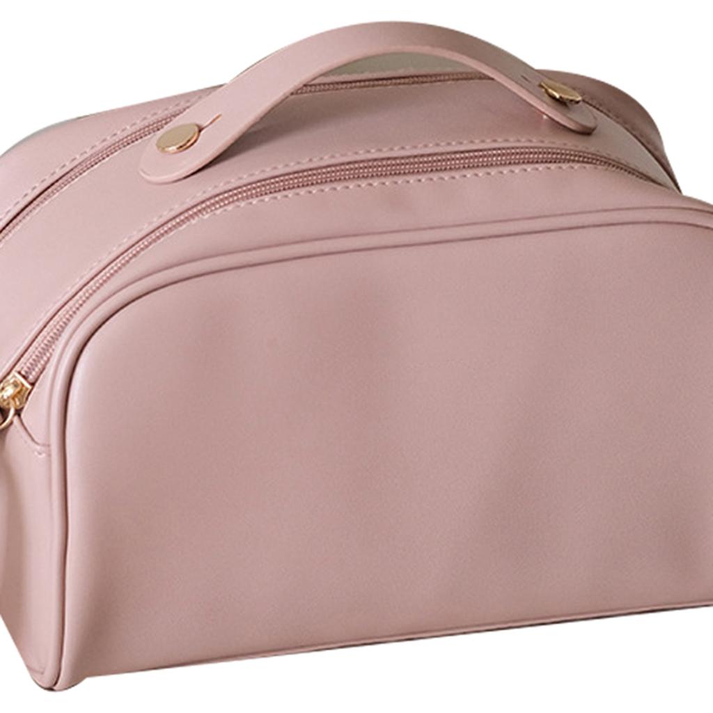Cosmetic Bag Large Capacity Makeup Bag Double Zipper Portable Travel Toiletry Bag Pink