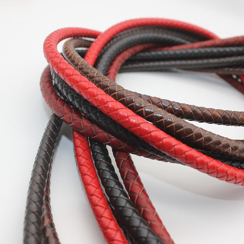 Zhoujia Same Cowhide First Layer Woven Cowhide Rope 8Mmdiy Bracelet Necklace Rope Woven Round Cowhide Rope