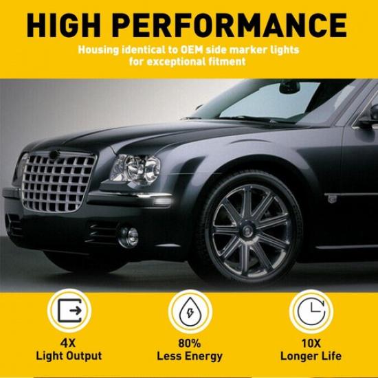 For Chrysler 05-14 300 [WHITE LED STRIP] Bumper Side Marker Lights Parking Lamps