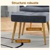 Armchair with Footrest, Upholstered Lounge Chair, High Back, Gold-Tone Steel Legs, Velvet, Dark Gray