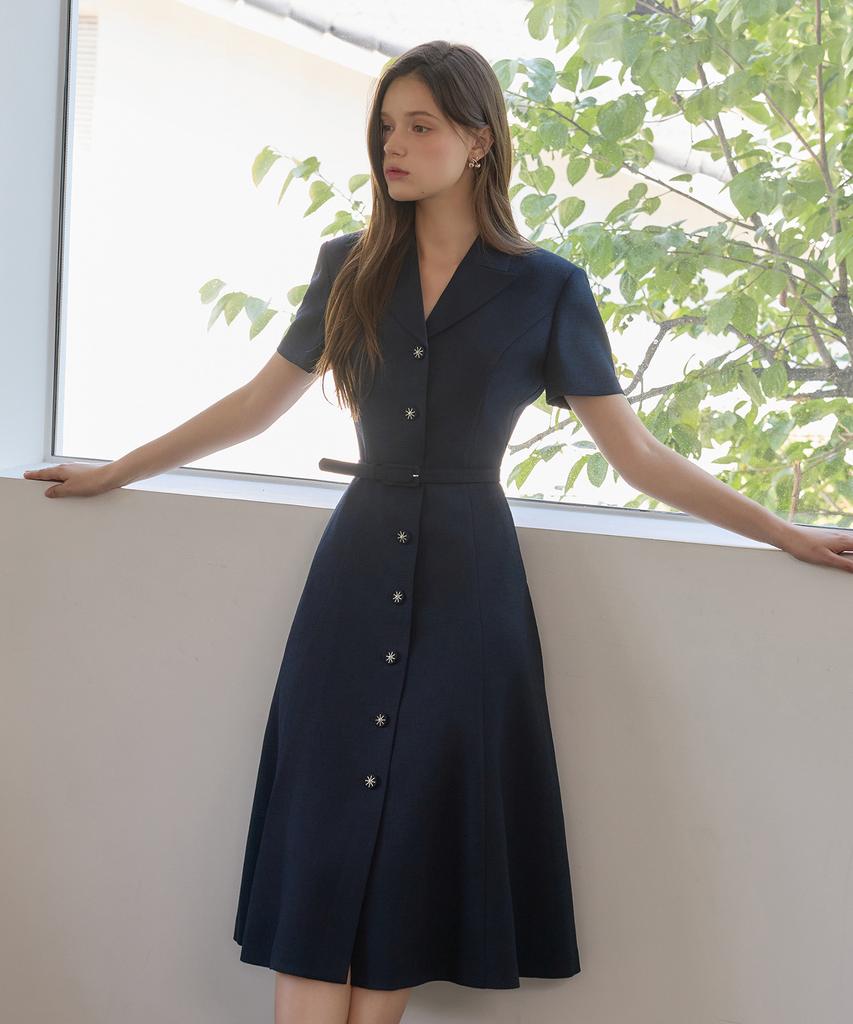 Julie And Kara 26Hs Love By You Jo Summer Tweed Dress Navy Wedding Guest Look Ceremony Look