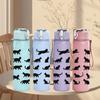 1PC Black Cat Silhouette Pattern 750ml Color Plastic Sports Water Bottle Leakproof Flip Straw Lid Suitable for Sports Office Home Use