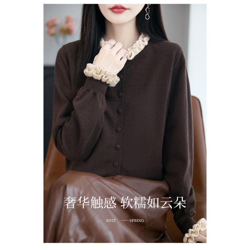 Women S Short Lace Collar Loose Knit Cardigan Korean Style Autumn Winter