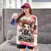 Women's Rhinestone Cartoon Print Long Sleeve Loose Sweater - Autumn/Winter 2025 Knitwear