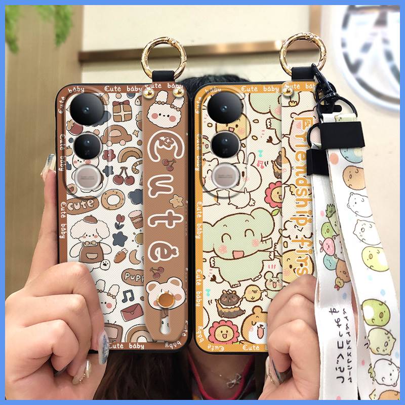 Anti-knock Dirt-resistant Phone Case For VIVO V50 Lite 5G Global Back Cover Wristband Silicone Kickstand Waterproof Cute