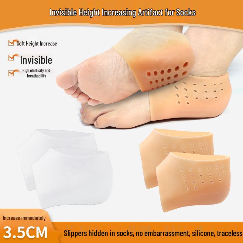 SEBS Invisible Height-Boosting Insoles: Soft, Skin-Friendly, Shock-Absorbing, Elastic Heel Liners for Men and Women