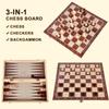 3 In 1 Wooden Chess Checkers Backgammon Set Portable Wooden Chess Set for Adults Kids