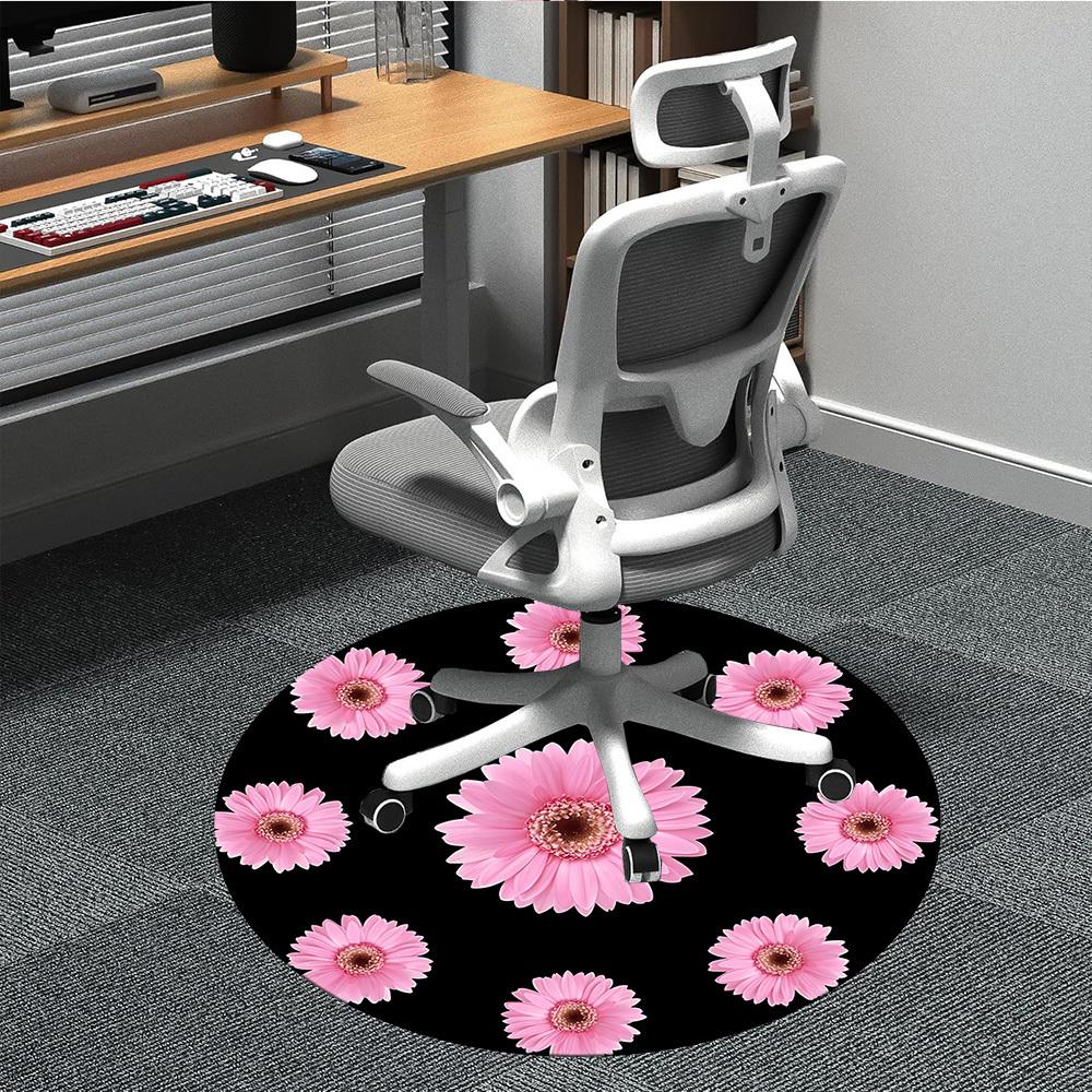 1PC Pink Daisy Chair Carpet for Office, Indoor Non-Slip Washable  Carpet, Soft Comfortable Mat For Office Room yy250930078 80cm by 80cm