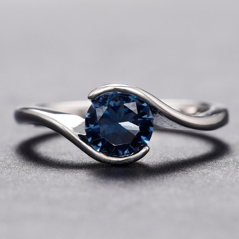 

Huitan Luxury Navy Cubic Zirconia Engagement Proposal Rings for Lover Style Womenfolk Jewelry High Quality Hue Rings 8