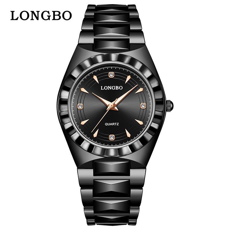 Longbo Couple Watches: Women s Quartz Waterproof and Men s Luminous Steel Band Business Wristwatches.