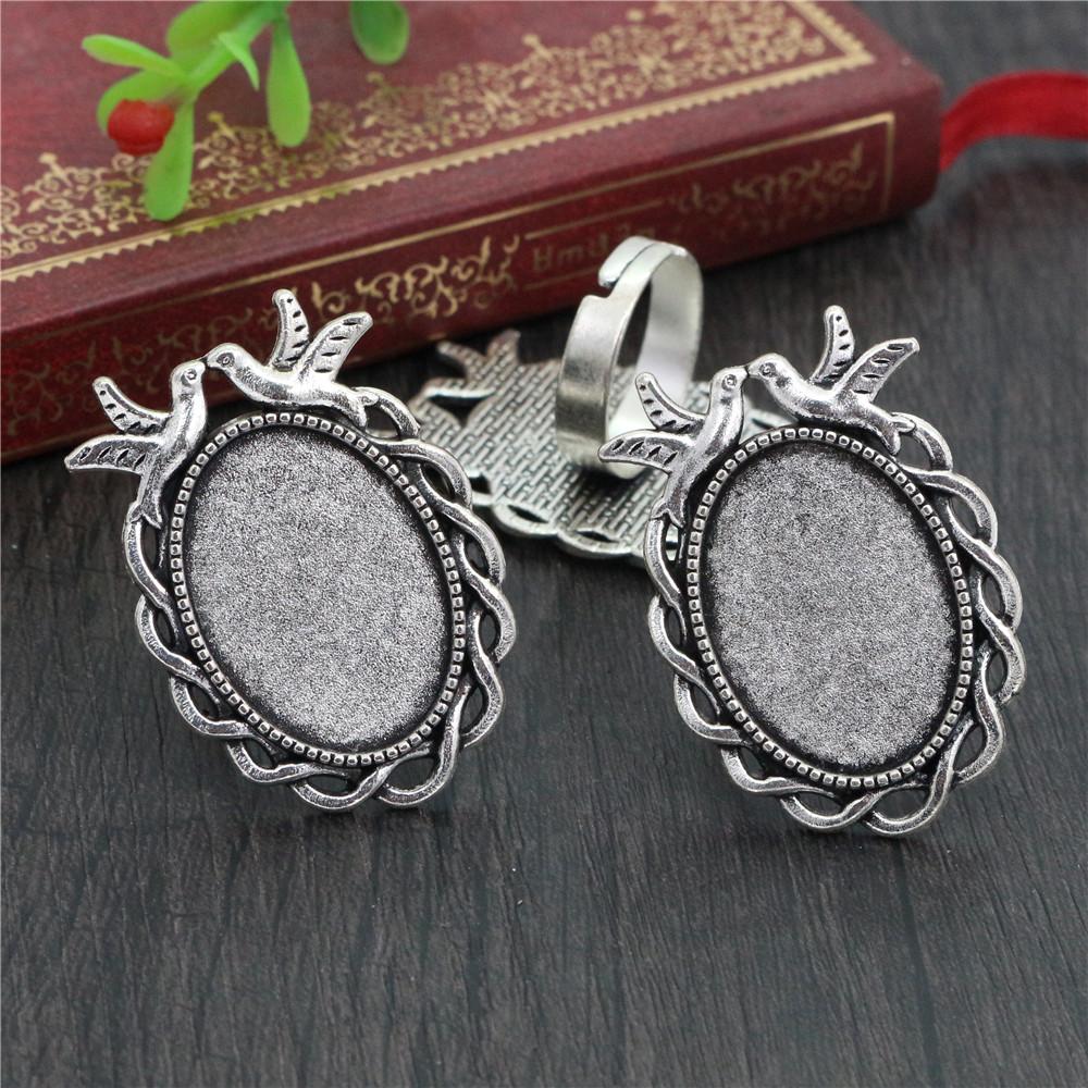18x25mm 5pcs Antique Silver Plated/ Bronze/Black Brass Oval Adjustable Ring Settings Blank/Base,Fit 18x25mm Glass Cabochons
