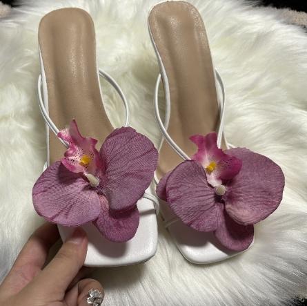 

Women High Heel Slippers Brand Shoes Floral Design Elegant Casual Fashion Outdoor 2026 New Summer Collection 42