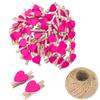 Mini Wooden Heart Clothespins, Multicolor Small Clothespins with Heart,  Tiny Clothes Pins with String for Photos Display,DIY Craft,Wedding Decor