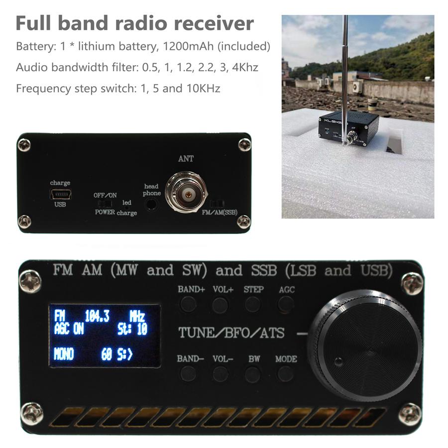 SI4732 All Band Radio Receiver FM AM (MW & SW) SSB (LSB & USB)+ANT+Battery+Case
