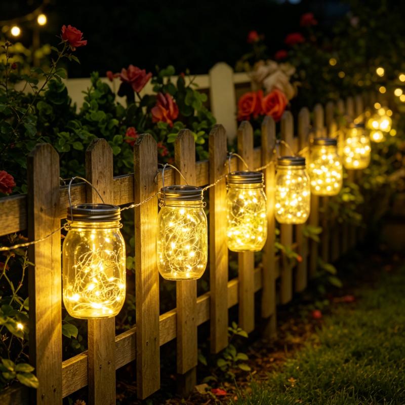 Solar Mason Jar Lid Light 20 Leds Fairy String Lights with Handles for Garden Hanging Lantern Patio Wedding Party (No Jar)