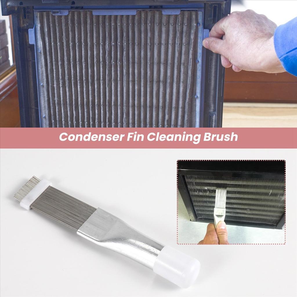 BHBL 4 Pieces Air Conditioner Condenser Fin Cleaning Brush AC Fin Comb Stainless Steel Refrigerator Fin Cleaner Whisk Brush