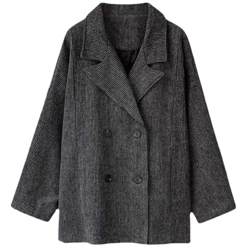 Women's Mid-Length Petite Wool Coat - Autumn/Winter 2026 Korean Style Cocoon Shape Trendy Overcoat