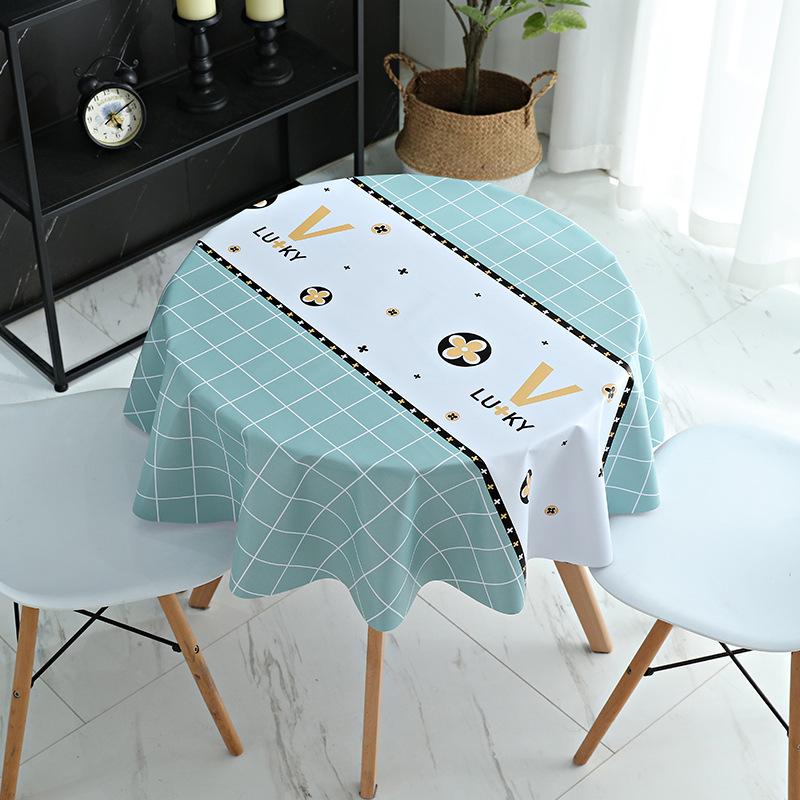 Round Table Tablecloth Pvc Dining Table Cloth Waterproof, Oil-Proof, Anti-Scalding And Leave-In Household Coffee Table Small Round Tablecloth