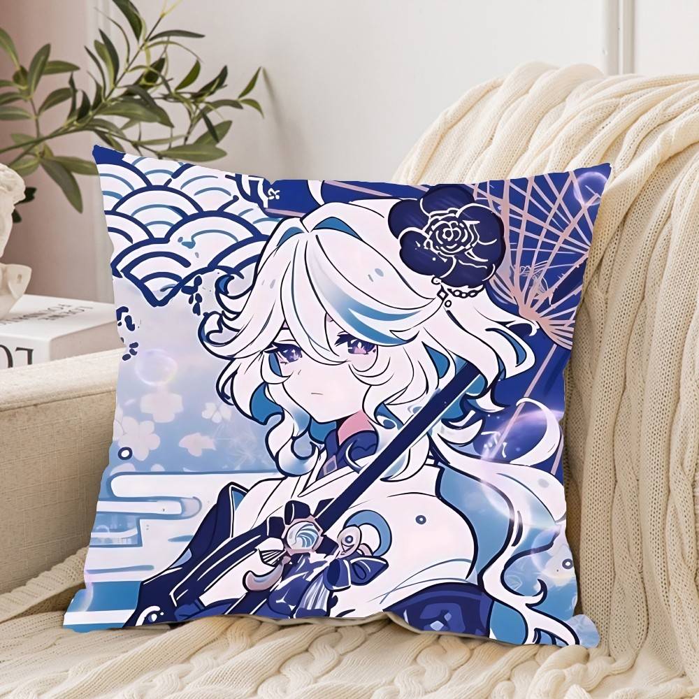 Cute F-Furina G-Genshin Impact Pillow Case Cushion Cover Soft Cute Throw Pillow Case For Car Sofa Pillowcase Polyester