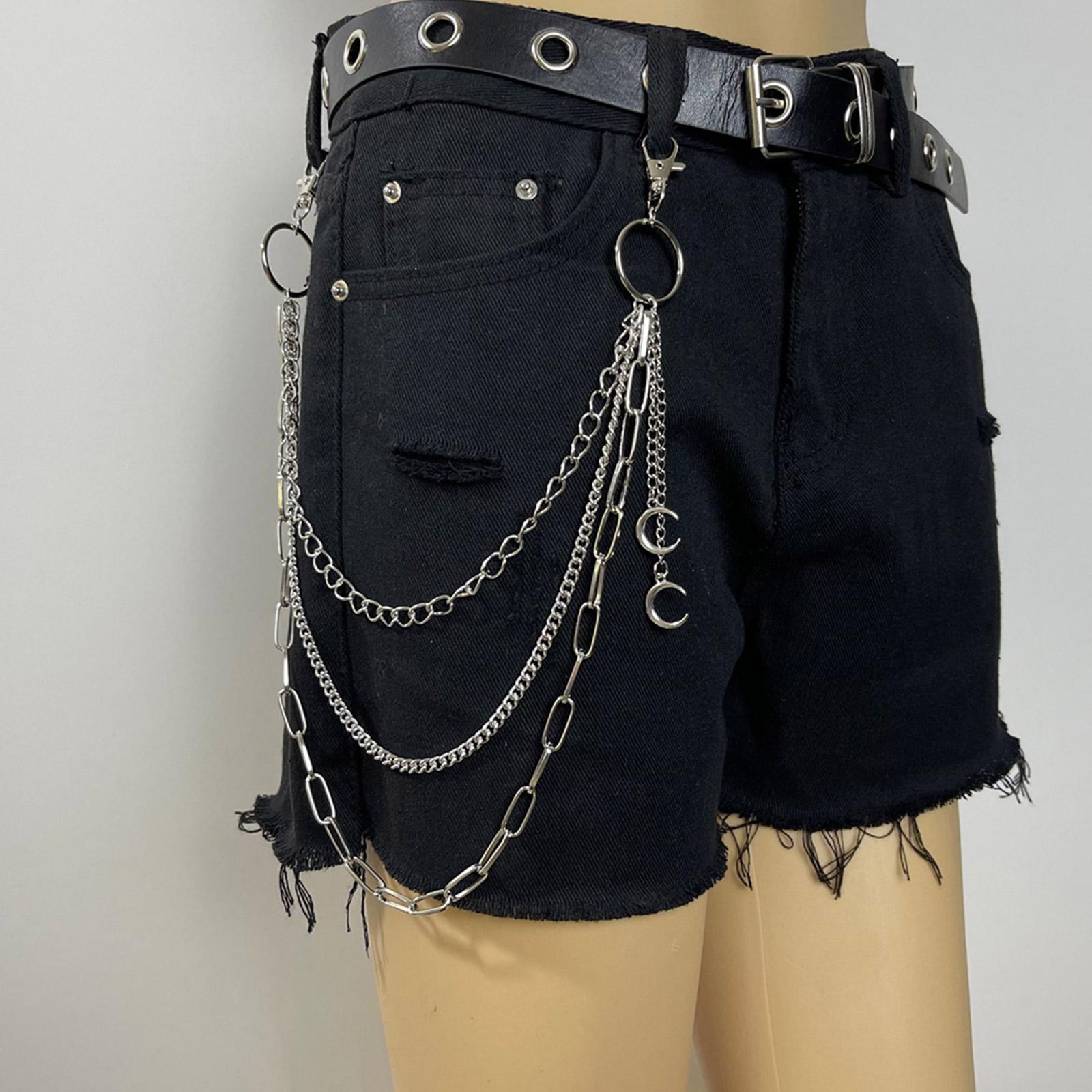 CINTURA A FARFALLA vita catena unisex multistrato pantaloni hip hop catene (argento) EUR 5,11