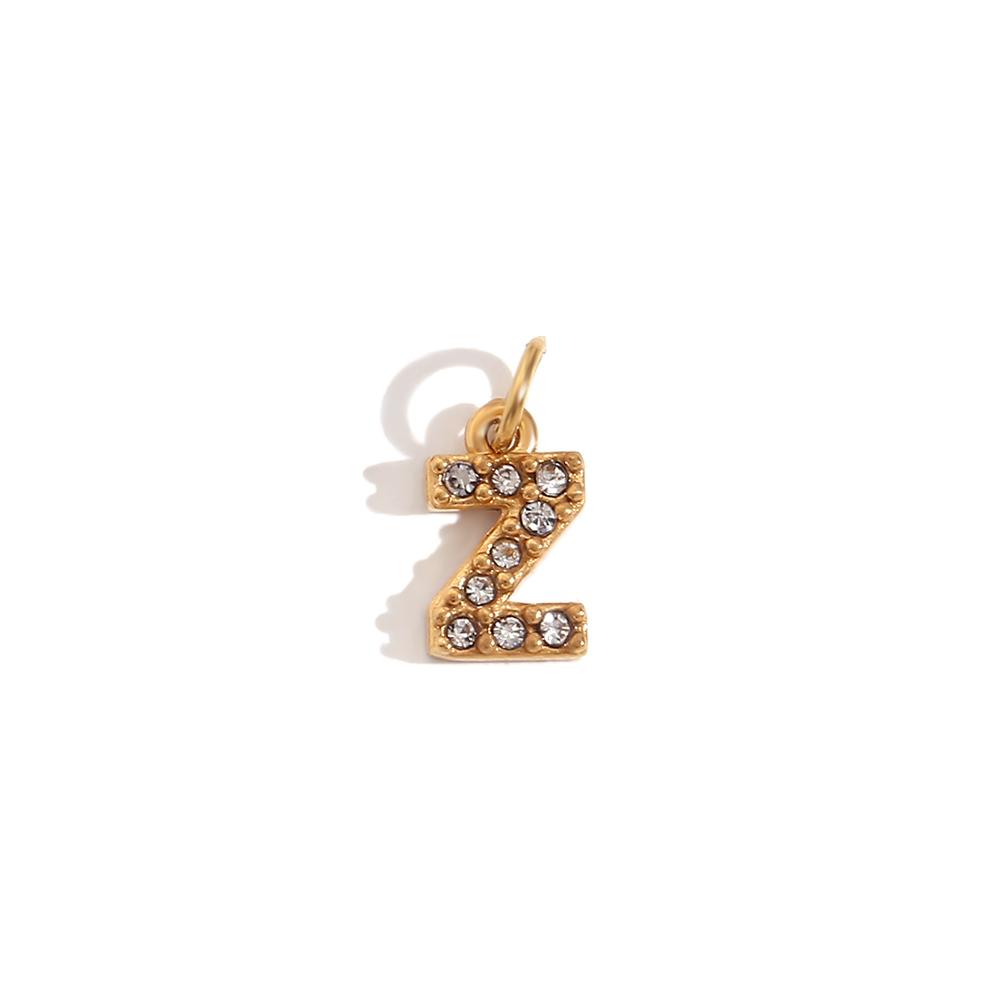 MamacitaSlay Cute Shiny Rhinestone Mini 26 Initial Letter DIY 316L Stainless Steel Charms Jewelry Accessories Round Chain Women