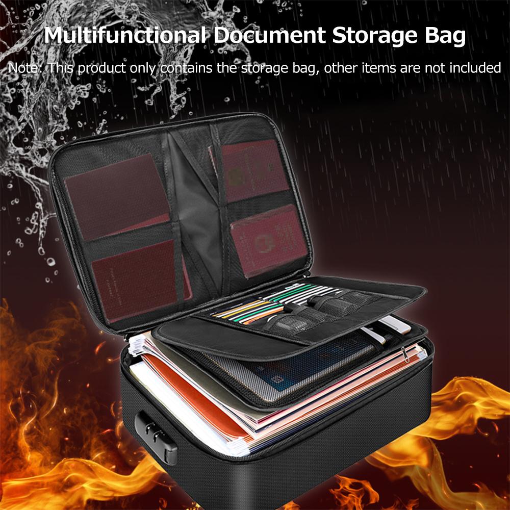 Multifunctional Multi-Layer Document Bag Large Capacity Fireproof Waterproof File Certificate