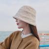 Autumn And Winter Colored Bucket Hat With Rear Split Ends, Fashionable, Simple And Warm, Showing A Small Face, Foldable Knitted Basin Hat