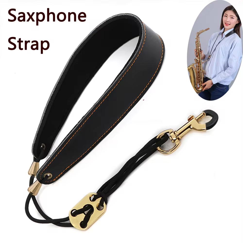 Leather Saxophone Strap Saxophone Lanyard Neck Strap Protection Neck for Soprano Tenor Alto Baritone Sax Musical Instrument