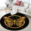 Golden Butterfly Round Area Rug,Carpet Rug for Living Room Bedroom Sofa Playroom Decor,Non-slip Floor Mat