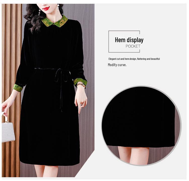 Elegant Mulberry Silk Velvet Dress: Plus Size, Flaw-Concealing, Anti-Aging, for Middle-Aged Mothers – Autumn/Winter