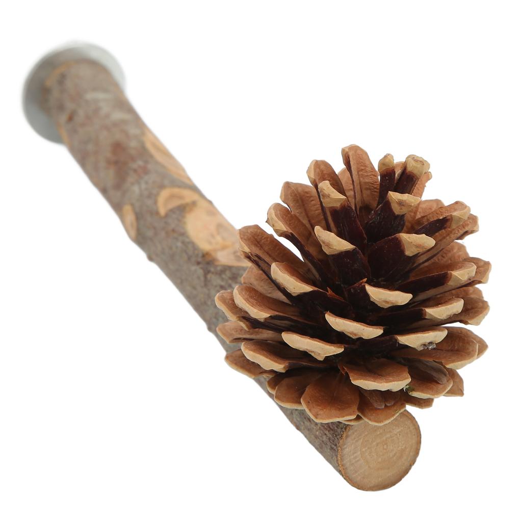 Natural Perch Bird Stand Pole Chewable Applewood Bird Perch Cage Accessories with Pine Cone for Parakeets Cockatiels